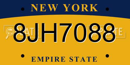 8JH7088 New York License Plate