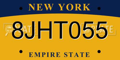 8JHT055 New York License Plate