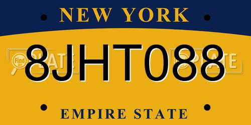 8JHT088 New York License Plate