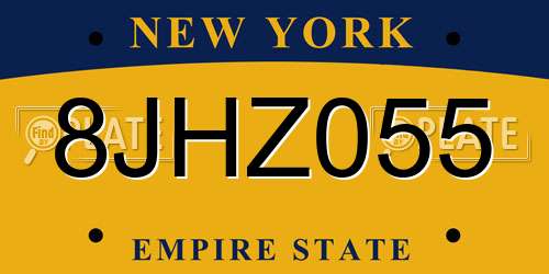 8JHZ055 New York License Plate