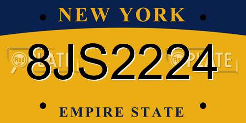 8JS2224 New York License Plate
