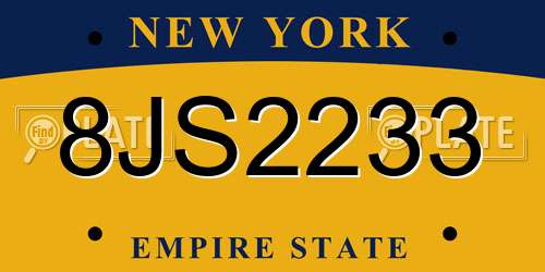 8JS2233 New York License Plate