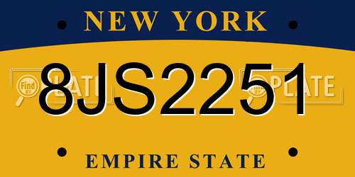 8JS2251 New York License Plate