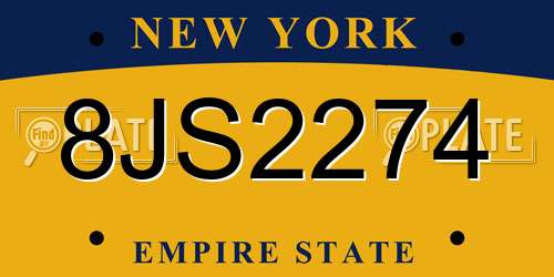 8JS2274 New York License Plate