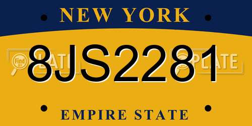 8JS2281 New York License Plate