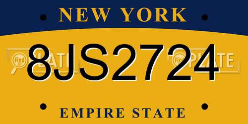 8JS2724 New York License Plate