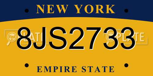 8JS2733 New York License Plate