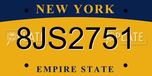 8JS2751 New York License Plate