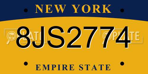 8JS2774 New York License Plate