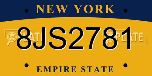 8JS2781 New York License Plate