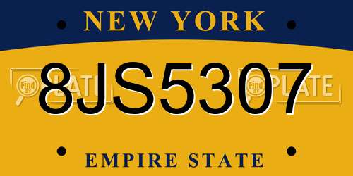 8JS5307 New York License Plate