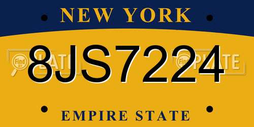 8JS7224 New York License Plate