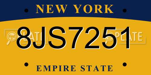 8JS7251 New York License Plate