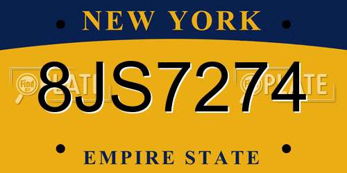 8JS7274 New York License Plate