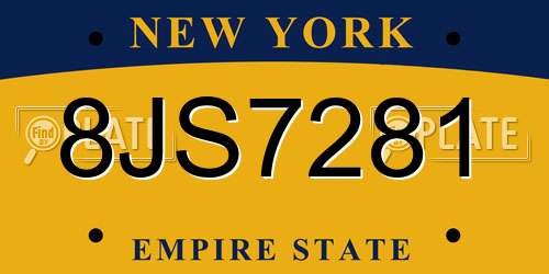 8JS7281 New York License Plate