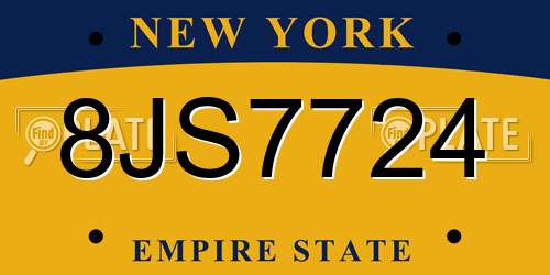 8JS7724 New York License Plate