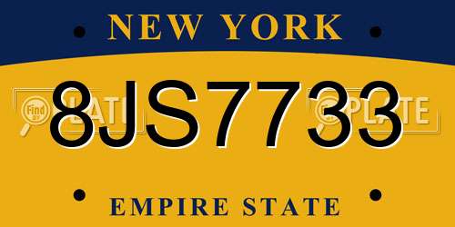 8JS7733 New York License Plate