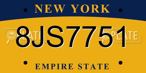 8JS7751 New York License Plate