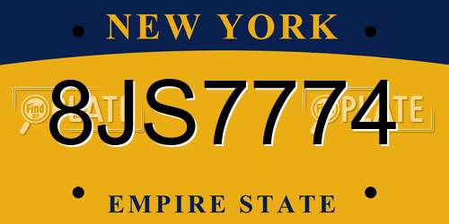 8JS7774 New York License Plate