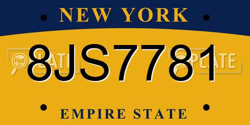 8JS7781 New York License Plate