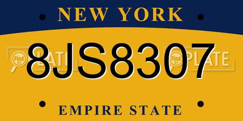 8JS8307 New York License Plate