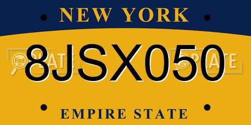 8JSX050 New York License Plate