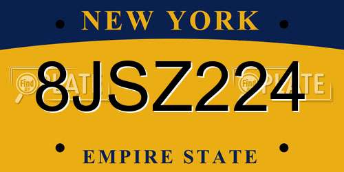 8JSZ224 New York License Plate