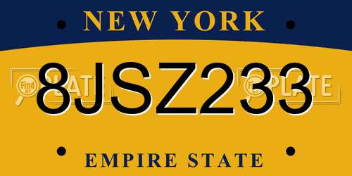 8JSZ233 New York License Plate