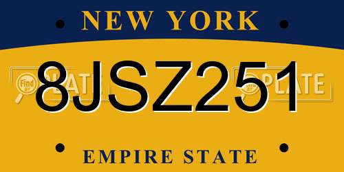 8JSZ251 New York License Plate