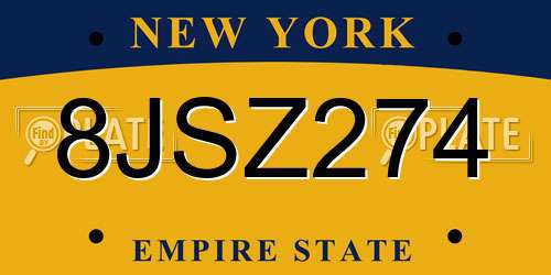 8JSZ274 New York License Plate