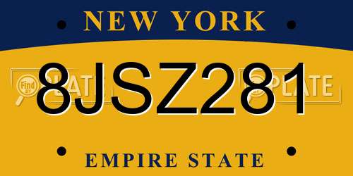 8JSZ281 New York License Plate
