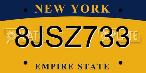 8JSZ733 New York License Plate