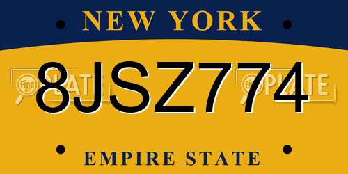8JSZ774 New York License Plate