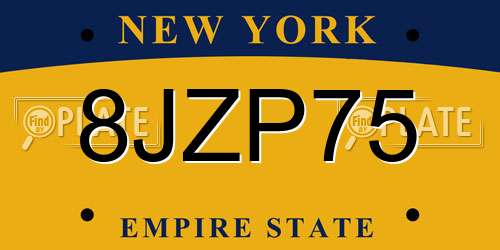 8JZP75 New York License Plate