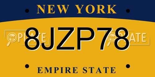 8JZP78 New York License Plate