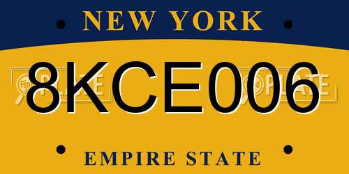 8KCE006 New York License Plate