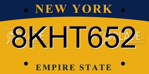 8KHT652 New York License Plate