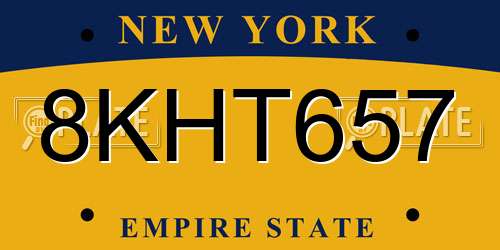 8KHT657 New York License Plate
