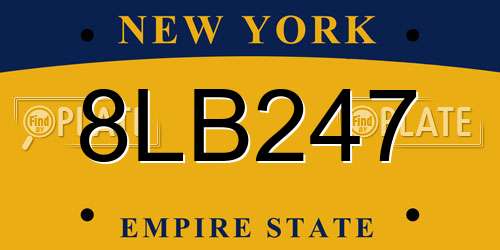 8LB247 New York License Plate