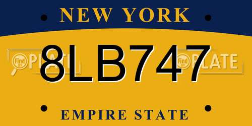 8LB747 New York License Plate