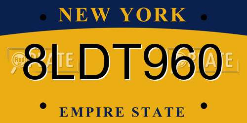 8LDT960 New York License Plate