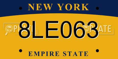 8LE063 New York License Plate