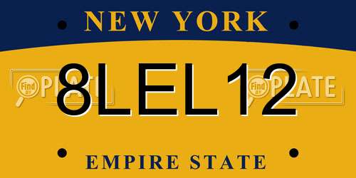 8LEL12 New York License Plate