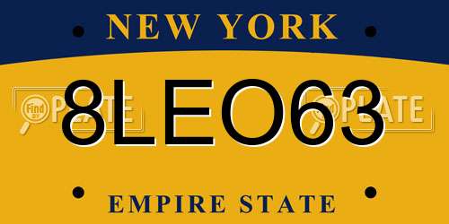 8LEO63 New York License Plate