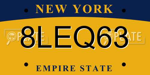 8LEQ63 New York License Plate