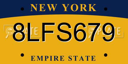 8LFS679 New York License Plate
