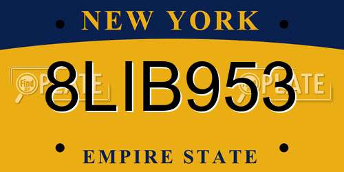 8LIB953 New York License Plate