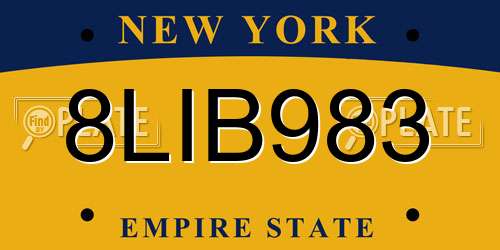 8LIB983 New York License Plate