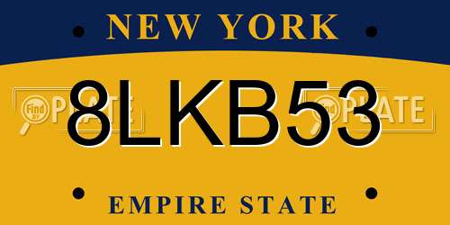 8LKB53 New York License Plate