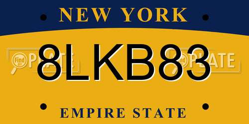 8LKB83 New York License Plate